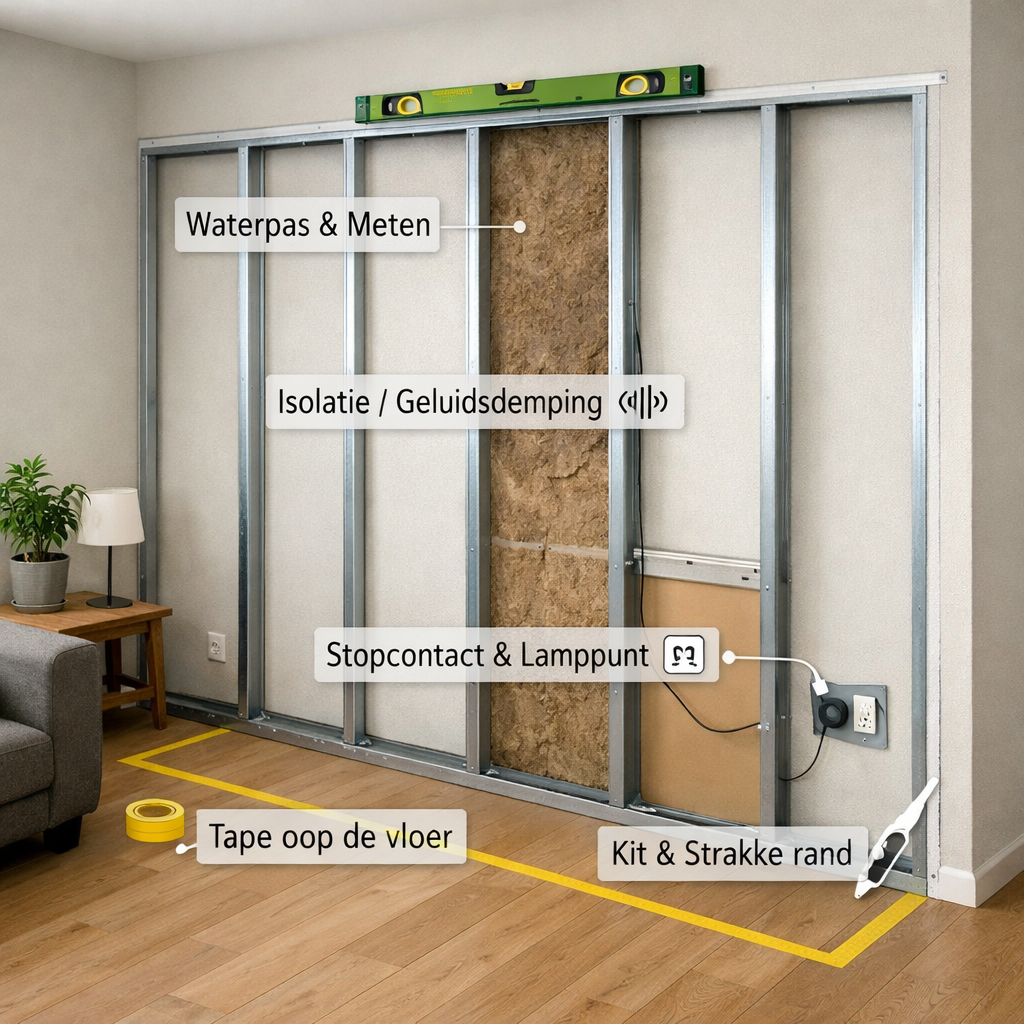 metalstud wand plaatsen