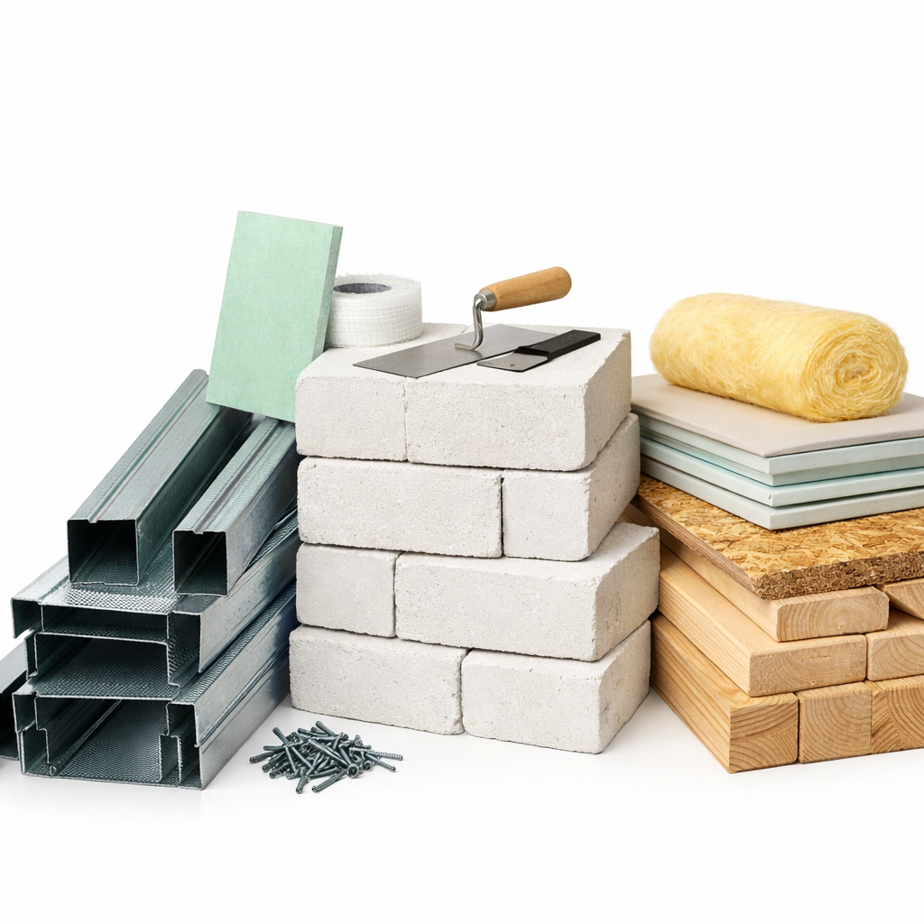 binnenwand plaatsen materialen